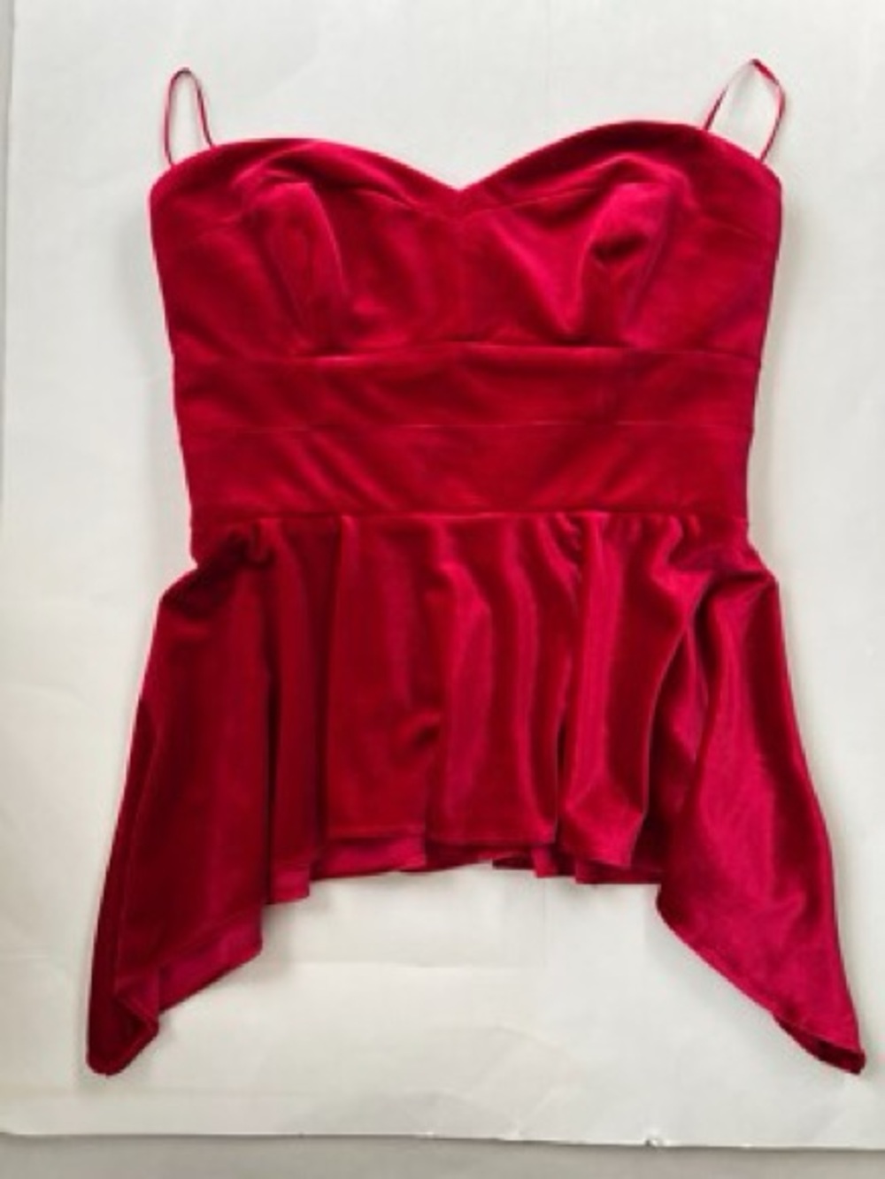Guess Red Velvet Peplum Spaghetti Strap Top